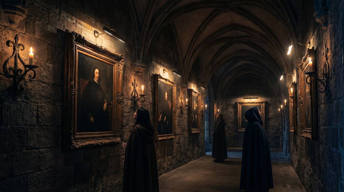 画廊中陈列着各种作品，代表壹号娱乐的创作分享廊